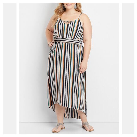 Maurices Strappy Neck Stripe Maxi Dress - Picture 1 of 4